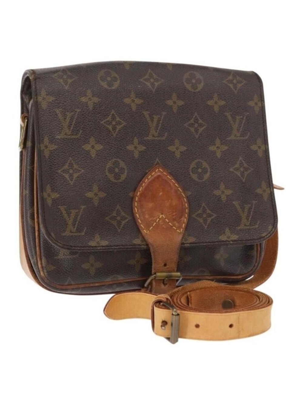 Authentic LOUIS VUITTON Monogram Cartouchiere MM Shoulder Bag M51253 LV